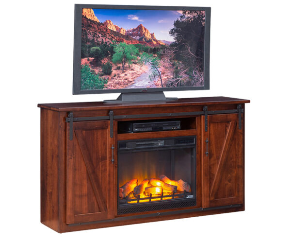 Barn Door Entertainment Center with a 28" Fireplace