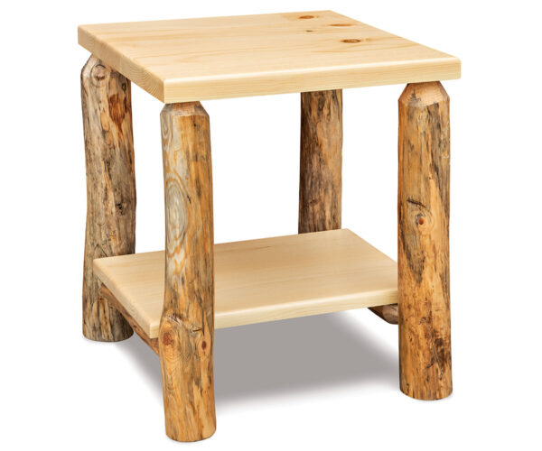 End Table with Shelf - Rustic Pine